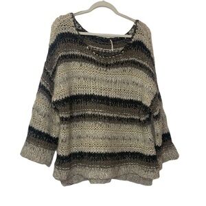 Free People Oversized Pullover Chunky Gray Sweater